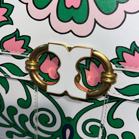 PRICE IS FIRM! Tory Burch Gemini Link Chain Printed Leather Crossbody - Picture 7 of 17